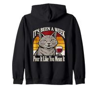 It's Been A Week Versez It Like You Mean It Cat Wine Sweat à Capuche