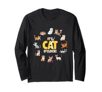 It's Cat O'Clock! Funny Animal Lover Cats Races Cute Kitten Manche Longue