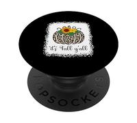 It's Fall Y'all Citrouille Léopard Imprimé Thanksgiving Halloween PopSockets PopGrip Adhésif