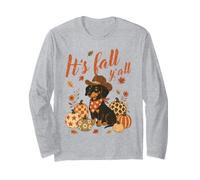 It's Fall Y'all Cowboy Teckel Citrouille Automne Chien Humour Manche Longue