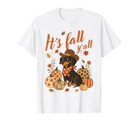 It's Fall Y'all Cowboy Teckel Citrouille Automne Chien Humour T-Shirt Graphique avec Valeur