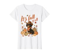 It's Fall Y'all Cowboy Teckel Citrouille Automne Chien Humour T-Shirt Graphique avec Valeur