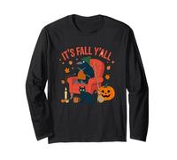 It's Fall Y'all Crow Knitting Cozy Vibes Halloween Manche Longue