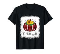 It's Fall Y'all Halloween Plaid Citrouille Rouge délavé Buffalo T-Shirt
