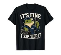 It's Fine I Zip Tied It Funny Mechanic Handyman Guy Frog T-Shirt