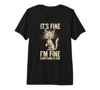 Its Fine Im Fine Everything is Fine Chat Amusant Vieilli T-Shirt Haut de Gamme