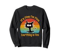 It's Fine I'm Fine Everything is Fine Chat Noir rétro drôle Sweatshirt
