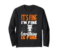 Its Fine I'm Fine Everything is Fine Christmas Cat pour Femmes et Hommes Manche Longue