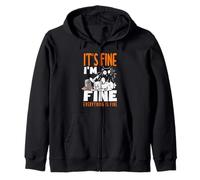 Its Fine I'm Fine Everything is Fine Christmas Cat pour Femmes et Hommes Sweat à Capuche