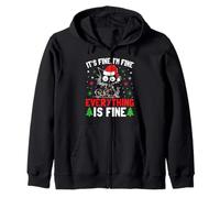 It's Fine I'm Fine Everything is Fine Christmas Chat Noël Sweat à Capuche