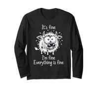 It's Fine I'm Fine Everything is Fine Cow Lover Humour Manche Longue
