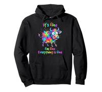 It's Fine I'm Fine Everything is Fine Cow Lover Tie Dye Sweat à Capuche