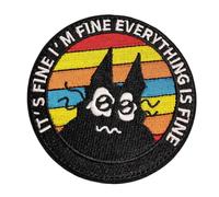 IT'S FINE I'M FINE EVERYTHING IS FINE Écusson Moral Patchs Étrange Chat Noir Broderie Tactique Fermeture pour Vêtements Sac à Dos Casquette de Baseball Uniforme Gilet Harnais pour Chien