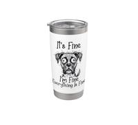 It's Fine I'm Fine Everything is Fine Funny Boxer Dog Meme Gobelet isotherme en acier inoxydable double paroi