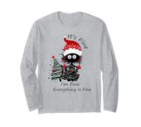 It's Fine I'm Fine Everything is Fine Funny Cat Christmas Manche Longue