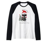 It's Fine I'm Fine Everything is Fine Funny Cat Christmas Manche Raglan