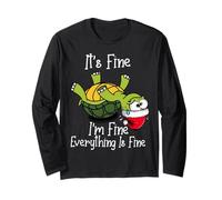 It's Fine I'm Fine Everything is Fine Funny Cute Xmas Turtle Manche Longue