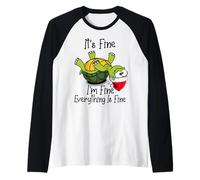It's Fine I'm Fine Everything is Fine Funny Cute Xmas Turtle Manche Raglan