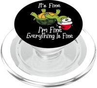 It's Fine I'm Fine Everything is Fine Funny Cute Xmas Turtle PopSockets PopGrip pour MagSafe