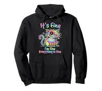It's Fine I'm Fine Everything is Fine Tie Dye pour Amoureux des Chats Sweat à Capuche