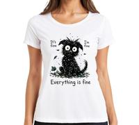 It's fine I'm fine Everything is Statement T-shirt pour femme, Blanc., XL