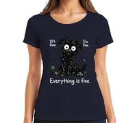 It's fine I'm fine Everything is Statement T-shirt pour femme, bleu marine