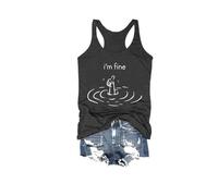 It's Fine I'm Fine Everything is Tank Top T-shirt graphique amusant pour femme Gilet ample décontracté Cami, anthracite, XXXL