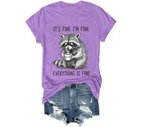 Its Fine Im Fine Everythings Fine Shirt Funny Raccoon Im Fine Everything is Fine Chemise unisexe, violet, S