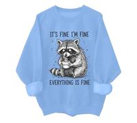 Its Fine Im Fine Everythings Fine Sweatshirt Funny Raccoon Im Fine Everything Is Fine Chemise unisexe, bleu ciel, XL