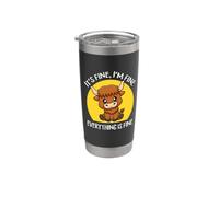 It's Fine I'm Fine Kawaii Heifer Scottish Highland Cow Lover Gobelet isotherme en acier inoxydable double paroi