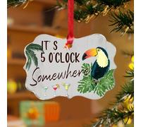 It's Five O'Clock Somewhere Ornements à suspendre en acrylique transparent pour décoration d'arbre de Noël Souvenir pour arbre de Noël Plaque nominative