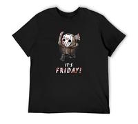 It's Friday 13Th Funny Halloween Men's T-Shirt Unisex Black Cotton Hip Hop Print Tee Shirts XXL