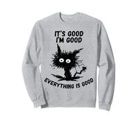 It's Good I'm Good Everything is Humour Funny Stressed Cat Sweatshirt
