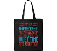 It's Important to Have Quiet Time Sac fourre-tout en coton écologique naturel Noir, Noir , Taille unique