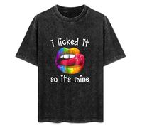 It's LGBT Rainbow It I Gay Yellow Mine So Lips Licked Pride Mens T-Shirt Casual Cotton Unisex Black Tees Tops L
