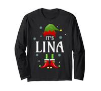 It's Lina Elf Nom de Noël personnalisé Amusant Lina Xmas Manche Longue