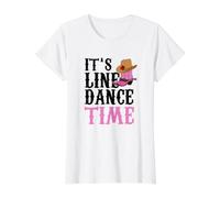 It's Line Dance Time Cute Line Dancing T-Shirt Graphique avec Valeur, Femme, Blanc, XS