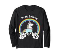 It's My 10th Birthday Cute Unicorn 10 Year Old Girls Manche Longue