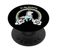It's My 10th Birthday Cute Unicorn 10 Year Old Girls PopSockets PopGrip Adhésif