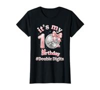 Its My 10th Birthday Girl Double Digits Pink Bow Disco Women T-Shirt