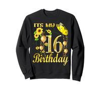 It's My 16th Birthday 16 Year Old Girl Tournesol Papillon Sweatshirt