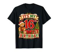 It's My 16th Birthday Christmas Bear Santa 16 Years Old T-Shirt