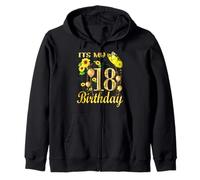 It's My 18th Birthday 18 Year Old Girl Tournesol Papillon Sweat à Capuche