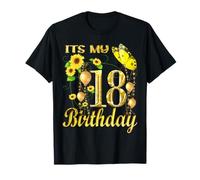 It's My 18th Birthday 18 Year Old Girl Tournesol Papillon T-Shirt