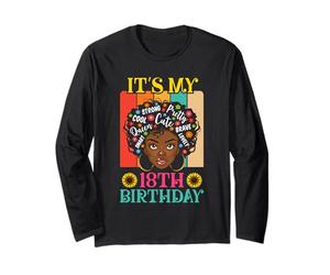 It's My 18th Birthday Vintage African Girl 18 Years Old Afro Manche Longue