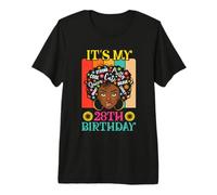 It's My 28th Birthday Vintage African Girl 28 Years Old Afro T-Shirt Haut de Gamme