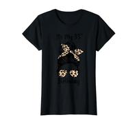 It's My 33rd Birthday Happy 33 Years Old Messy Bun Léopard T-Shirt Graphique avec Valeur, Femme, Noir, XS