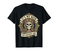 It's My 40th The Birthday Girl Gothic Skeleton Art T-Shirt