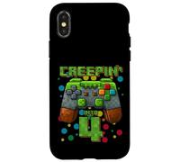 It's My 4th Birthday Boy Gamer Creepin' Into 4 Gamer Pixel Coque pour iPhone X/XS