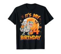 It's My 4th Birthday Dinosaur Skeleton Halloween 4 Years Old T-Shirt